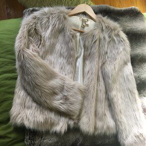 H&M Cream Faux Fur Jacket